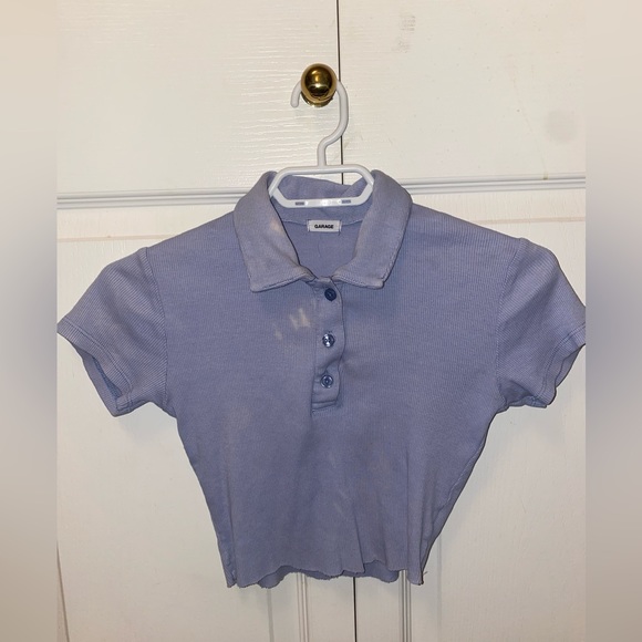 Blue button up polo crop top XS - Picture 1 of 4